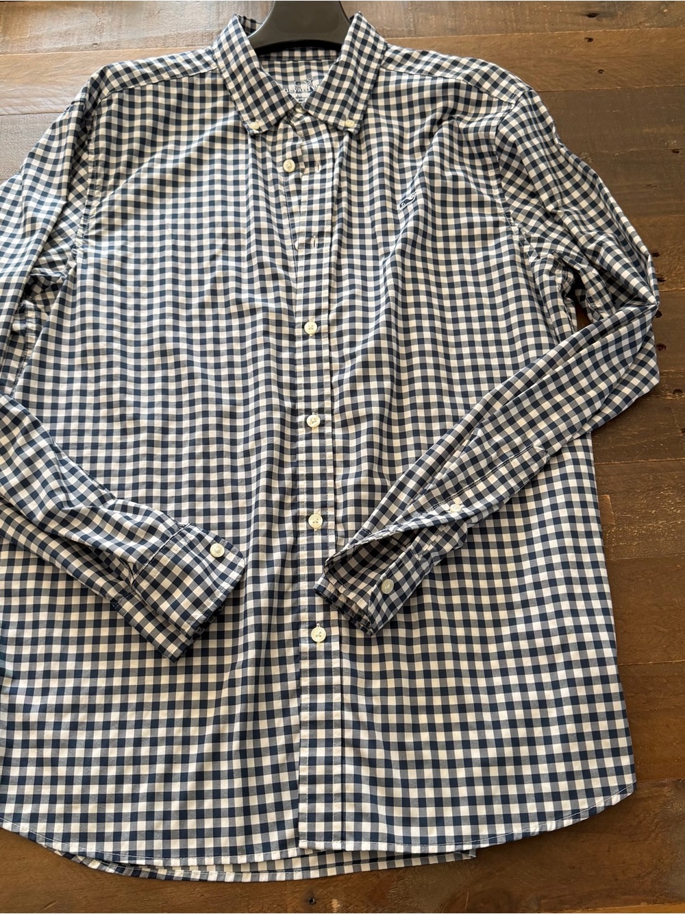 Vineyard Vines Men's Navy and White Gingham Button-Down Shirt